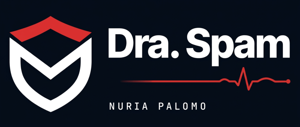 Logo Nuria Palomo, Dra. Spam - Fondo negro
