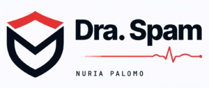 Logo Nuria Palomo, Dra. Spam. Fondo blanco